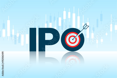 ipo initial public offering success target concept with financial market chart