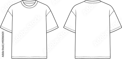 Classic blank t shirt template, front and back view casual apparel mockup for fashion design branding