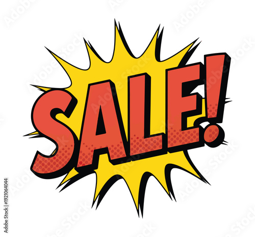 Big Sale Comic Style Banner – Discount Promotion Pop Art Explosion Sign