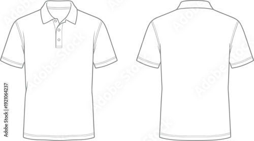 Mens polo shirt template, front and back view casual short sleeve apparel mockup for fashion branding