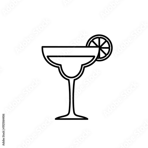 Cocktail Glass with Lime Garnish Illustration.
