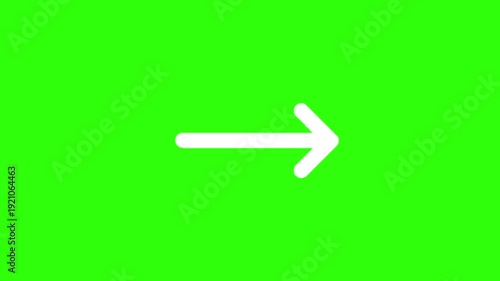 Animated white trending up flat icon on green screen background. Animation motion graphic with chroma green screen clip template 4k. Free Footage 4K. Free Video Green Screen