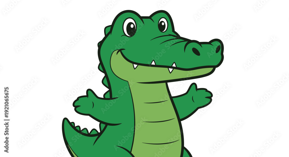 Obraz premium Cartoon Alligator Character with Open Mouth.