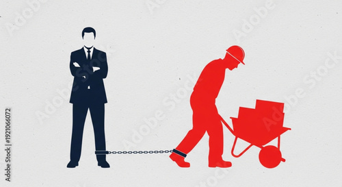 International Day of Remembrance of the Victims of Slavery and the Transatlantic Slave Trade Exploitation of labor a businessman in a suit illustrating unequal power dynamics and unfair work practices