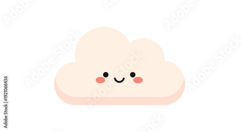 Cartoon Cloud with Happy Facial Expression.