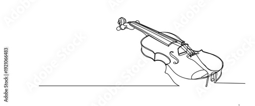 violin line art style drawing. Vector eps. A minimalist line art illustration of a violin.	