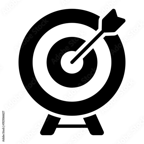 archery target glyph icon. shooting aim board. sport objective. training activity