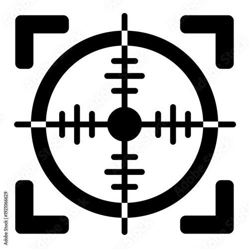 precision scope glyph icon. accurate aim view. control indicator. technical planning