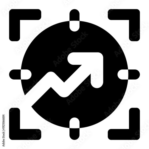 growth target glyph icon. progress aim chart. success indicator. business growth