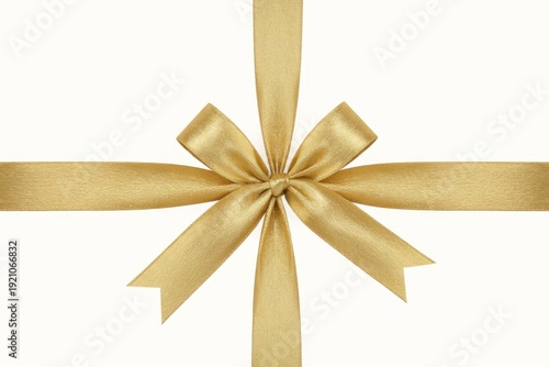 Gold Textured Ribbon Bow on White Background gold ribbon gift wrapping celebration