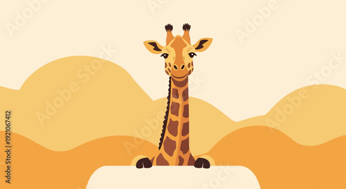 Cartoon Giraffe Illustration with Spotted Fur.
