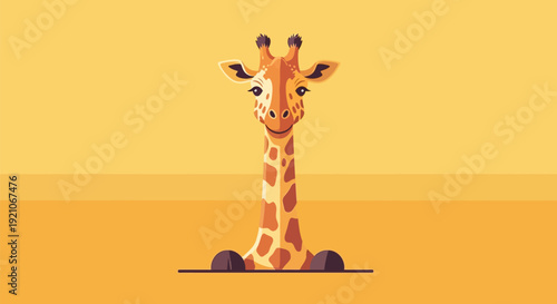 Cartoon Giraffe Standing on Hind Legs.