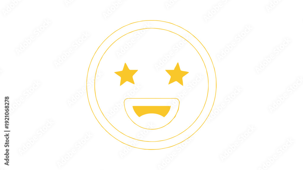 Fototapeta premium star eyed emoji icon a cheerful yellow graphic conveying joy success and positive feedback for digital media.