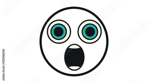 shocked face emoji illustration with wide eyes and open mouth isolated on white background perfect for digital reactions