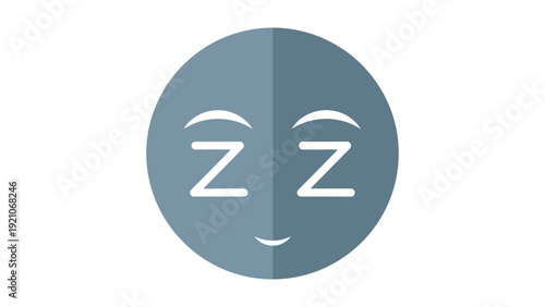 sleepy emoji face icon with zzz symbols a minimalist flat design illustration on white perfect for conveying rest and relaxation.