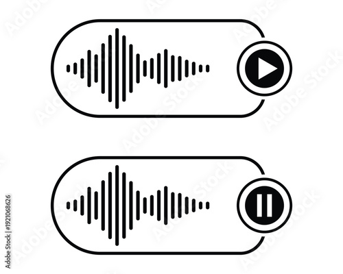 Voice message icon set. speech bubbles with sound wave. voice chat. podcast, audio record Vector illustration.