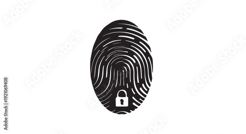 Fingerprint with padlock in black and white secure biometric authentication for identity verification