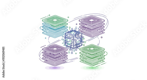 Cloud Computing Data Layers and Digital Infrastructure Concept
