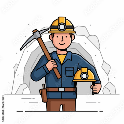 Cuadro en lienzo Mining worker vector illustration