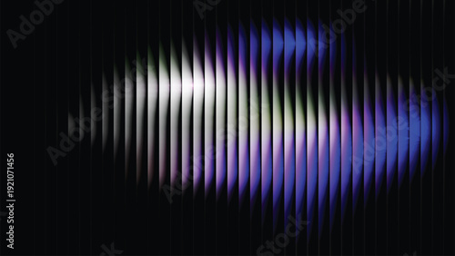 Abstract visual noise, light distortion effect with colorful vertical stripes on a deep black background. Modern graphic composition for digital art or electronic media backgrounds.