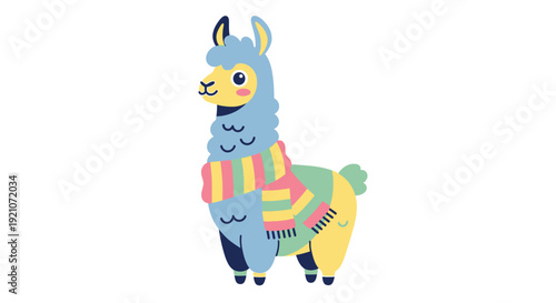 Colorful Llama Pinata Standing on White.