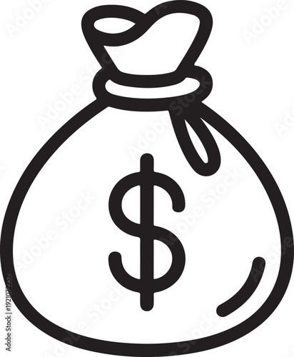 Simple vector illustration of a money bag with dollar sign symbol on it