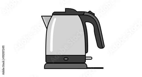 Modern Electric Kettle Icon Isolated on White Background, Kitchen Appliance