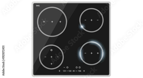 Modern Induction Cooktop with Glowing Heat Zones, Kitchen Appliance