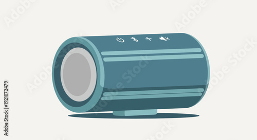 Modern Portable Bluetooth Speaker on White Background, Minimalist Design