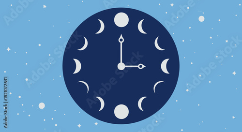 Moon Phases Clock - Celestial Timekeeping Concept