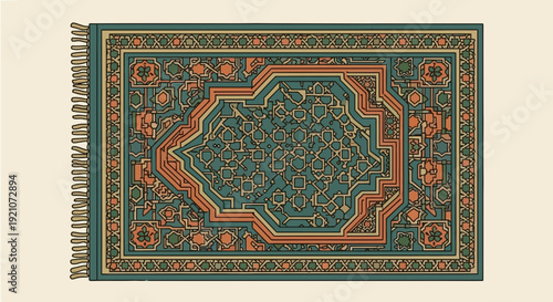 Persian Carpet Pattern, Oriental Rug Design, Intricate Geometric and Floral Motifs