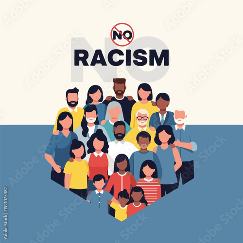Diverse group of people against racism equality and inclusion concept
