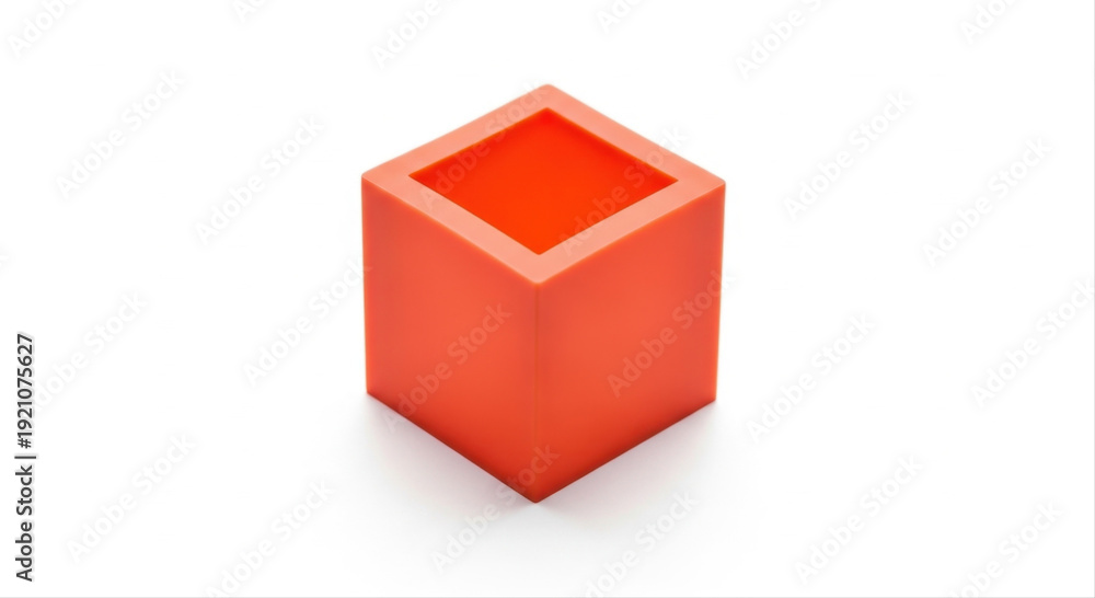 Fototapeta premium Red silicone tray with a cube shape isolated on a white background, showcasing minimalist design and bold color contrast
