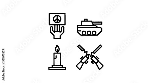 Conceptual illustration of peace and conflict symbols, offering insight into the struggles for peace.