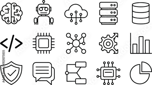 Set of 16 technology icons vector