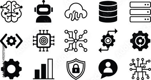 Set of 12 technology icons vector