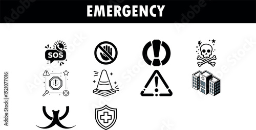 Emergency Alert & Safety Icons Vector Set