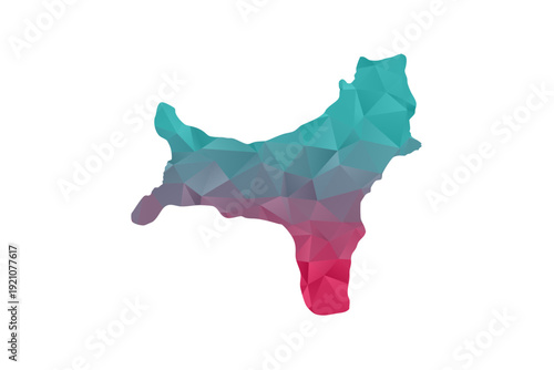 Christmas Island Map - Polygon Style Vector Illustration in Teal and Red Gradient, Low Poly Geometric Design, Isolated on White Background for Infographics and Education.
