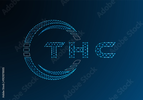 THC low poly letter logo vector design. THC lower poly logo design. Low poly logo.