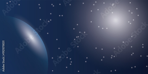 Abstract space background with blue planets, and starry night sky, outer space background. modern background. planets. eps10.