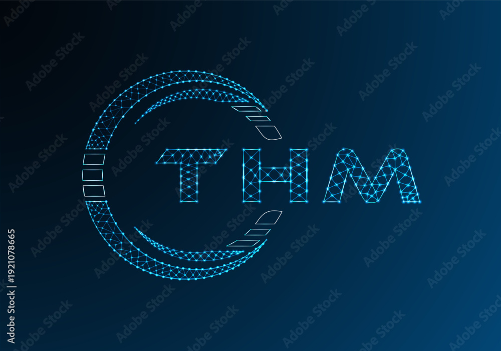 Fototapeta premium THM low poly letter logo vector design. THM lower poly logo design. Low poly logo.