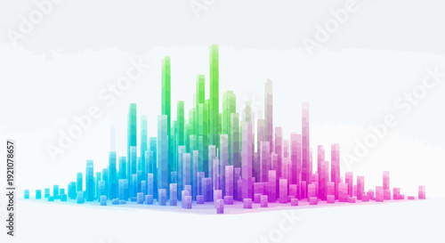 Abstract colorful 3 d bar graph illustration on a white background
