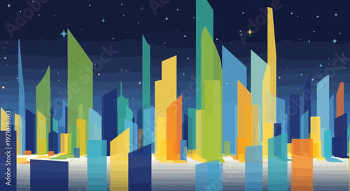 Abstract digital cityscape grid with lines and glowing elements