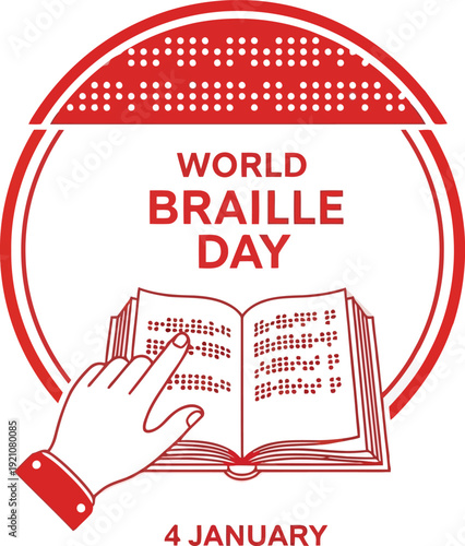 World braille day celebration accessible reading education for visually impaired january 4th awareness vector