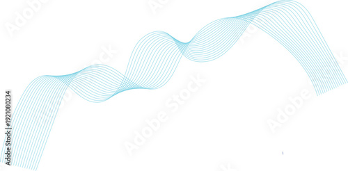 An elegant blue ribbon flows in a curved wave pattern across a white background, creating a motion-inspired vector design with smooth lines and a clean business concept illustration