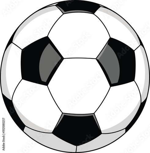 Classic black and white soccer ball isolated sport game equipment round object vector