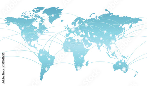 Global Network Connection World Map – International Communication and Worldwide Business Technology Background