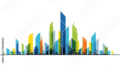 Colorful abstract city skyline illustration urban concept and design elements