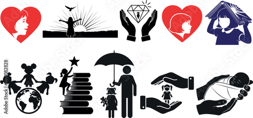 women save children, vector eps editable file