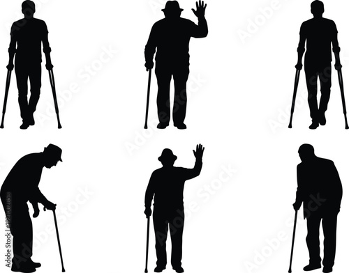 Varied mobility aids used by elderly individuals for support and stability